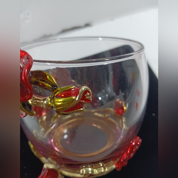 Butterfly Rose Enamel Glass Mug With Spoon Set Valentine's Day - Picture 14 of 15